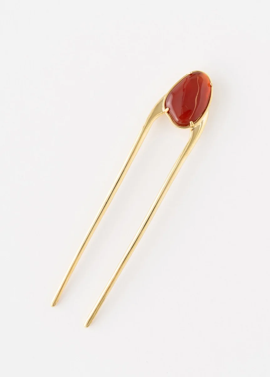 Epingle avec pierre GOLD×Red Agate