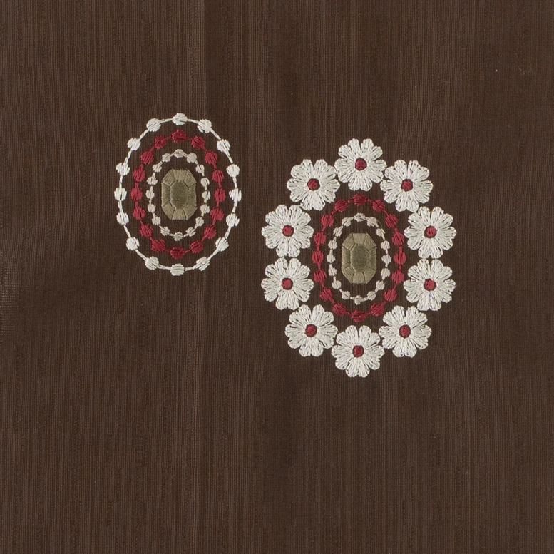 刺繍四寸帯 刺繍の宝石 ブラウン
