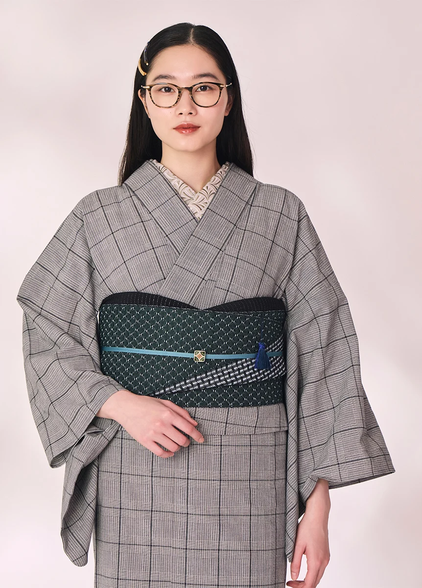 片貝木綿 グレンチェック 白黒