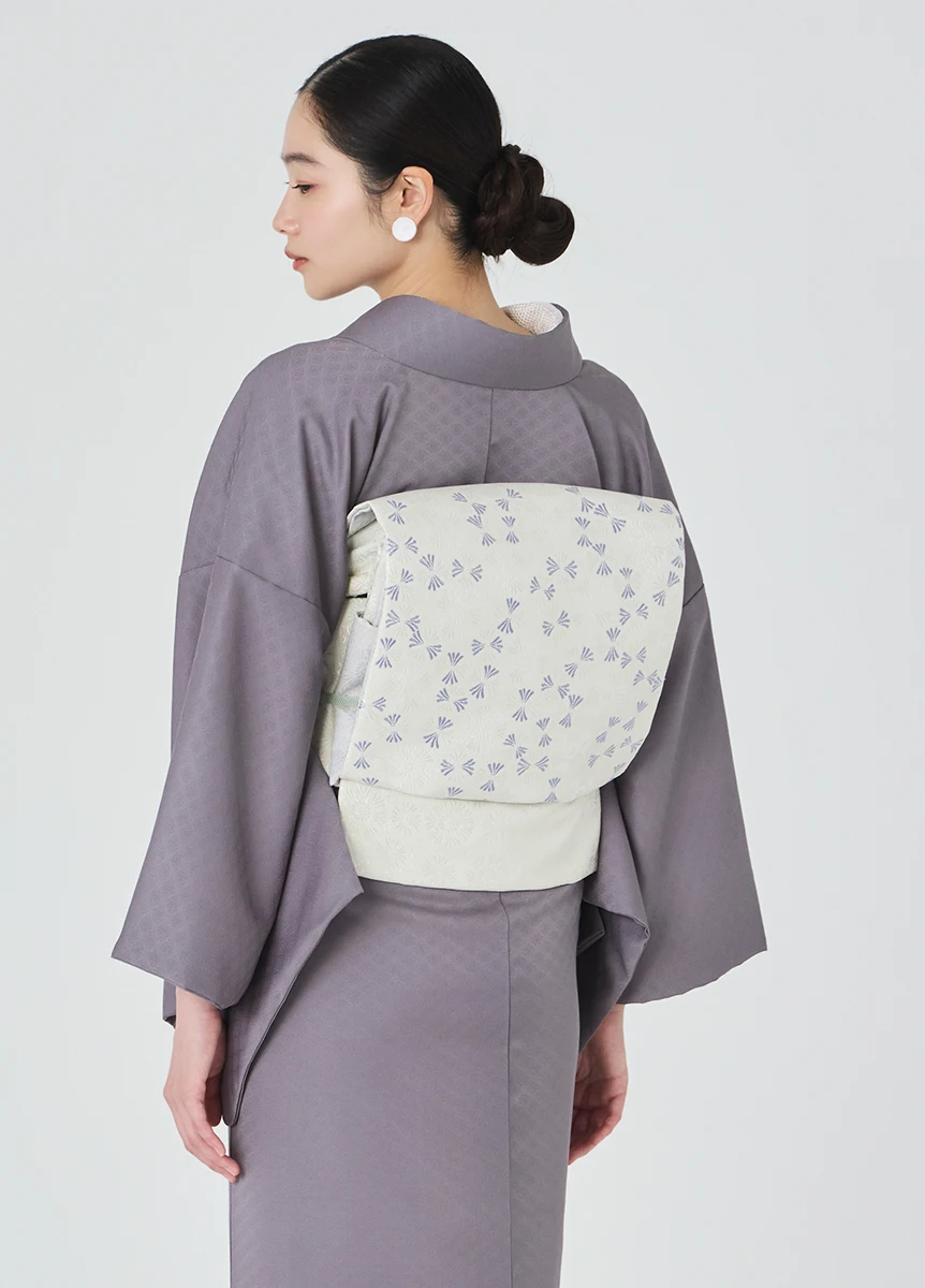 西陣九寸名古屋帯 永寿菊 白菊色