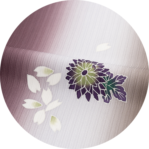 菊と桜散らし 紫紺