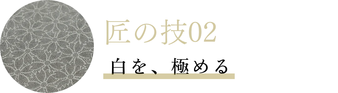 匠の技02 白を、極める