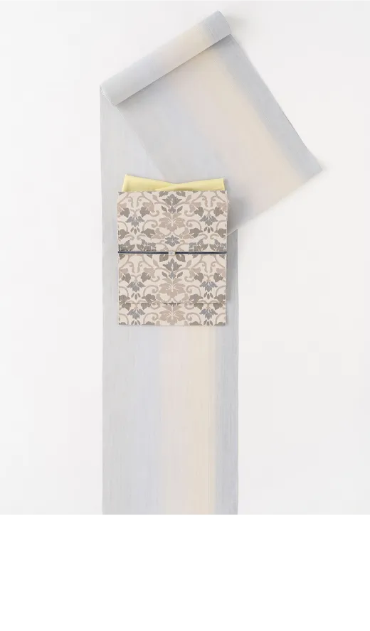 結城 奥順謹製 結城縮　縞ぼかし 418,000円（税込／特選手縫仕立付）