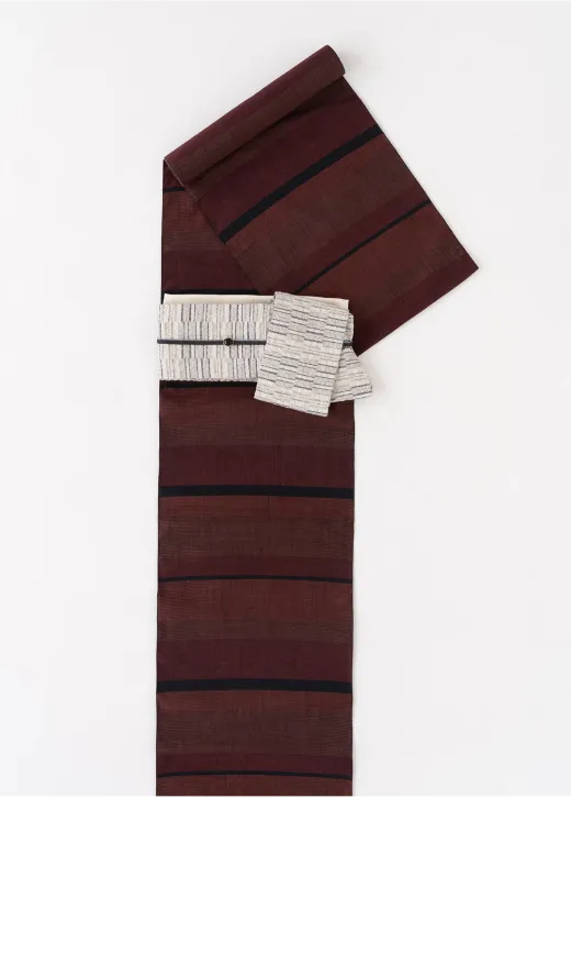 結城 龍田屋謹製 結城紬　綛横段 308,000円（税込／特選手縫仕立付）