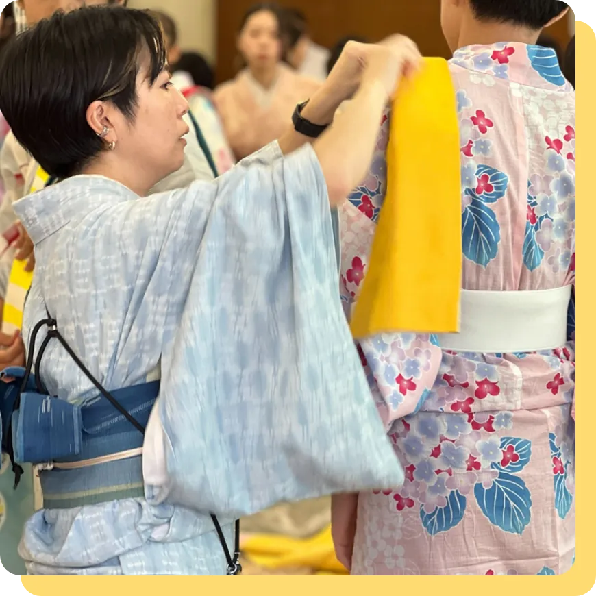 ゆかたの着付け授業6