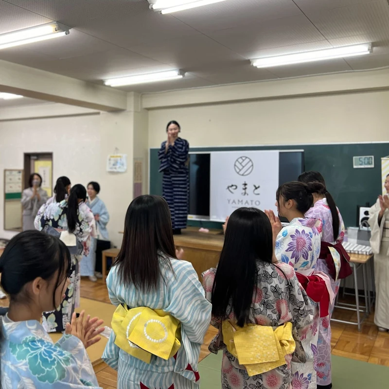 中学校で「ゆかた着付け授業」実施