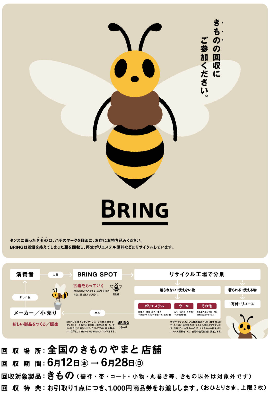 きものやまとは地球環境負荷の軽減への取り組みとしてbringへ参加いたします きものやまとは地球環境負荷の軽減への取り組みとしてbringへ参加いたします